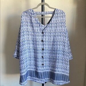 Fred David Blue and White Boxy Button Down Shirt
